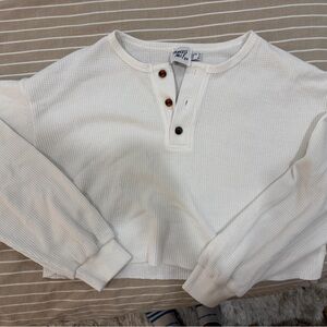 Princess Polly White Thermal Henley